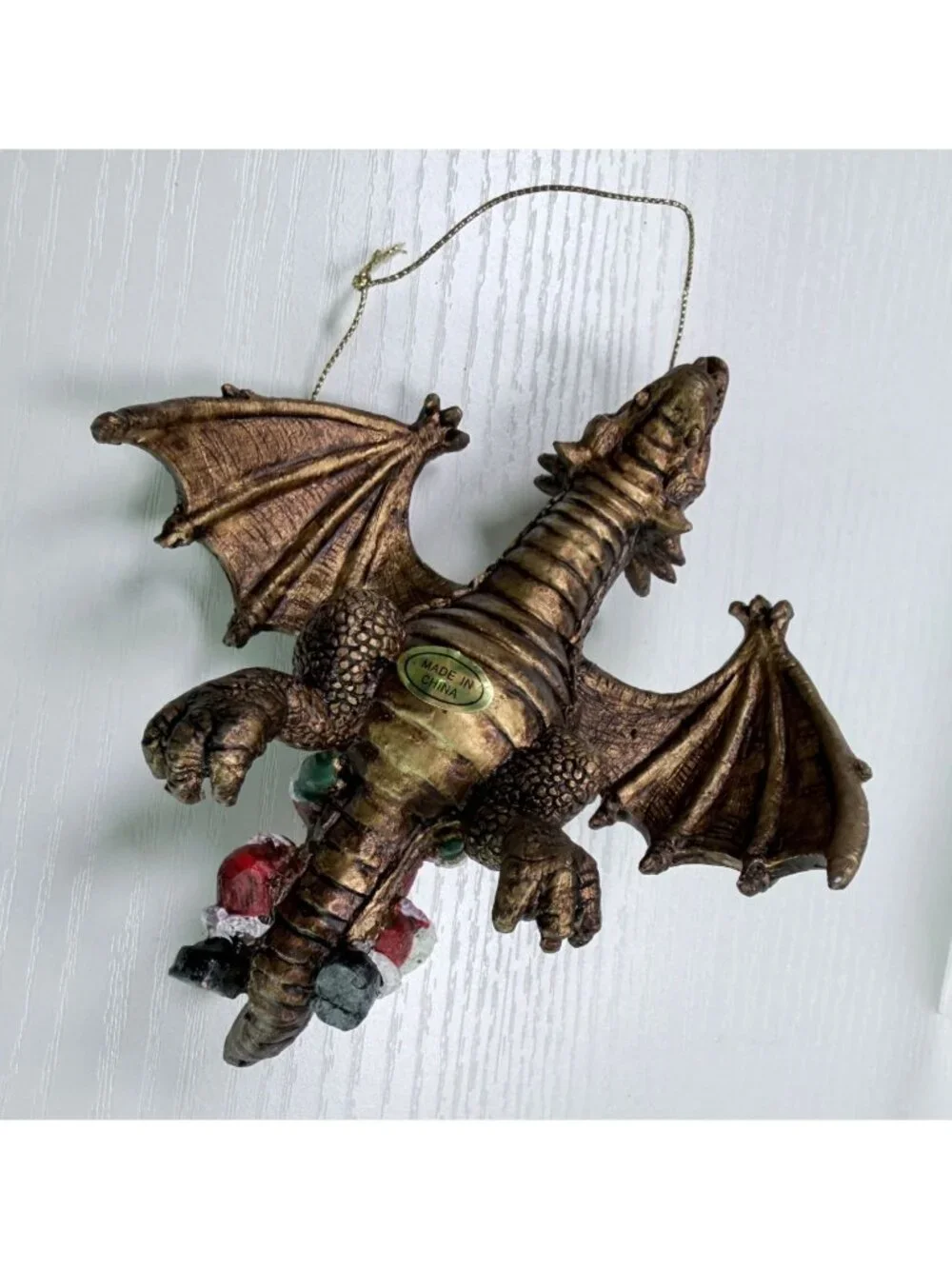 Santa Riding Bronze Dragon Ornament Fantasy Christmas Decoration Mythical